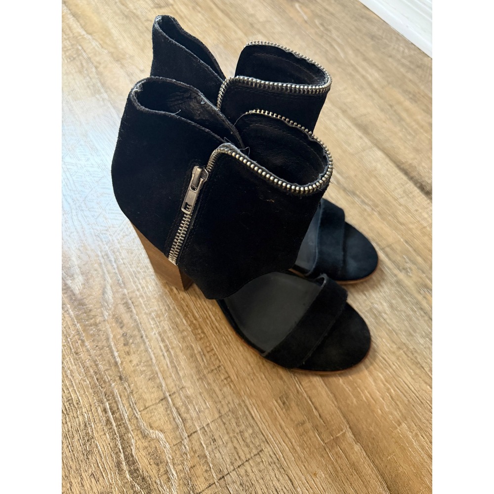 Dolce Vita Womens Black Suede Open Toe Block Heel Ankle Booties Size 8 Zipper